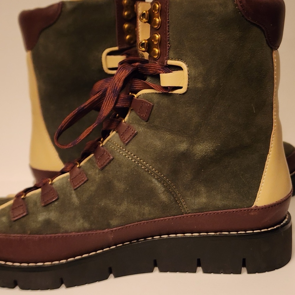 J. Crew Elsa Lace-Up Suede Boots Women’s Green & Brown Size 6 - Picture 9 of 13